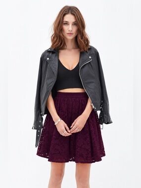 NWT Forever 21 Purple Lace Mini Skirt